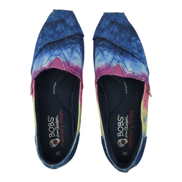 Skechers BOBS Swedish Phish Shoe US 7 UK 4 EU 37 Slip On Flats Tie Dye Fabric - Picture 6 of 11